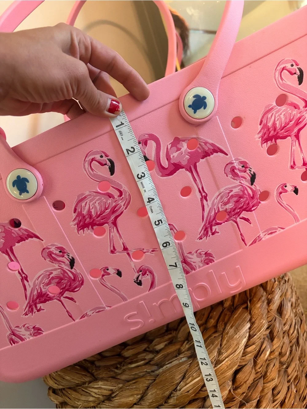 Simply Southern, Large  Pink Flamingo Rubber Tote